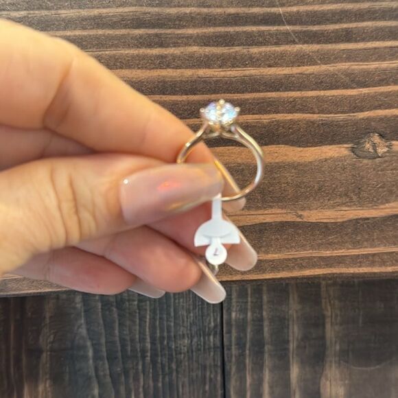 14K Gold Plated Elegant Gold Solitaire Ring - Picture 4 of 9